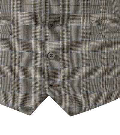 Maron Suit SB Waistcoat Stone Check