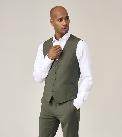 Rozario Wool Blend Suit Waistcoat Sage Green