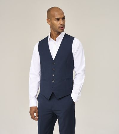 Rozario Wool Blend Suit Waistcoat Blue