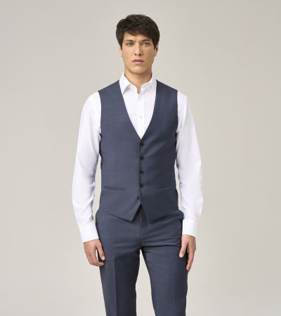Mazene Wool Suit Waistcoat Blue
