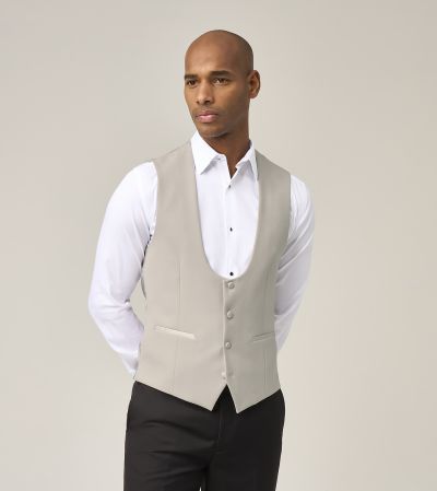 Duffy Stone Beige Tuxedo Waistcoat