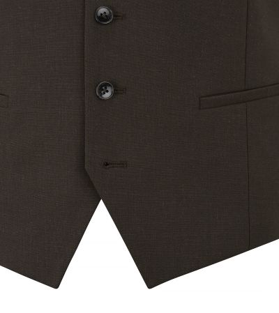 Corsica Wool / Linen Blend Suit Waistcoat Chocolate Brown