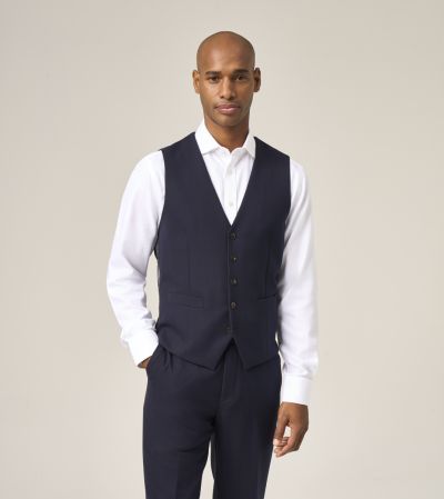 Torro Herringbone Navy Blue Suit Waistcoat