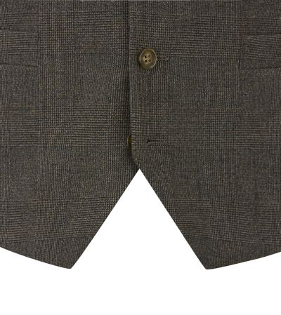 Heller Suit Waistcoat Brown Self Check