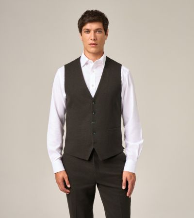 Boyd Waistcoat Brown Puppytooth