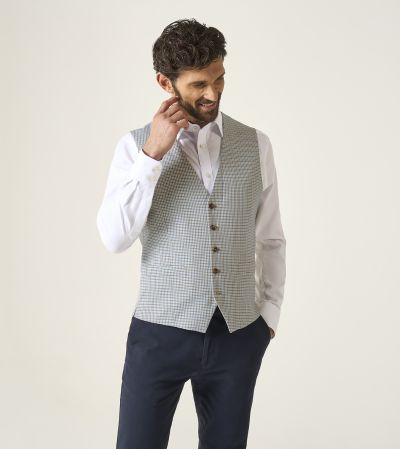 Carter Waistcoat Brown Puppytooth