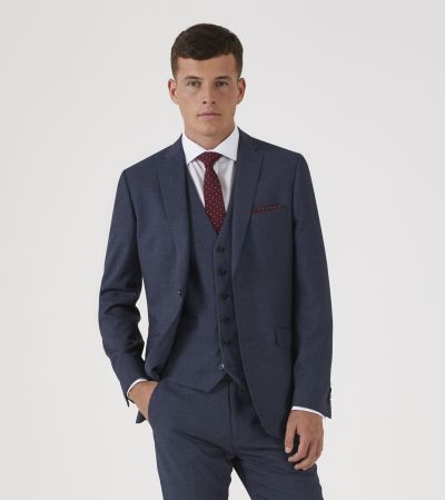 Harcourt Slim Suit Blue Tweed Effect