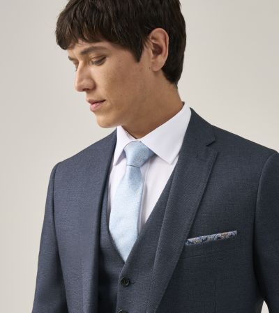 Harcourt Slim Suit Blue Tweed Effect