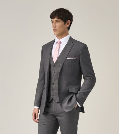 Harcourt Slim Suit Grey Tweed Effect