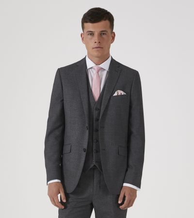 Harcourt Slim Suit Grey Tweed Effect
