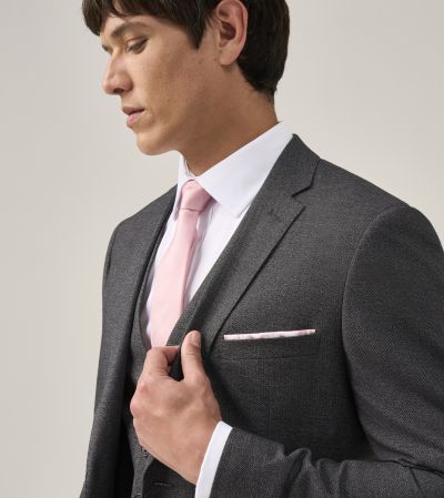 Harcourt Slim Suit Grey Tweed Effect