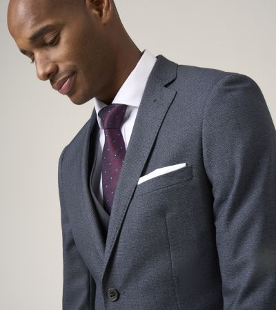 Harcourt Tailored Suit Blue Tweed Effect