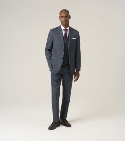 Harcourt Tailored Suit Blue Tweed Effect