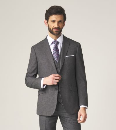 Harcourt Tailored Suit Grey Tweed Effect
