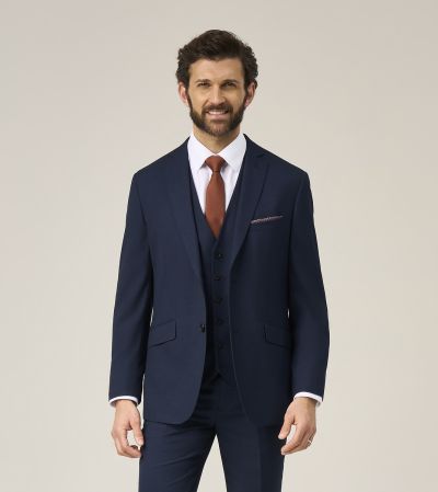 Harcourt Tailored Suit Navy Blue Tweed Effect