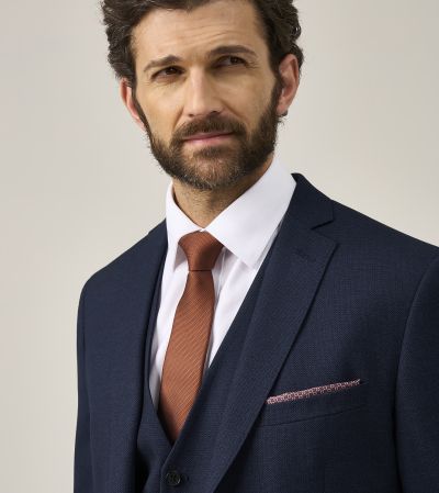 Harcourt Tailored Suit Navy Blue Tweed Effect