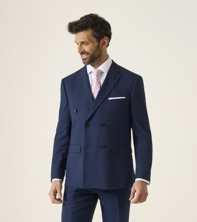 Harcourt Tailored DB Suit Navy Blue Tweed Effect