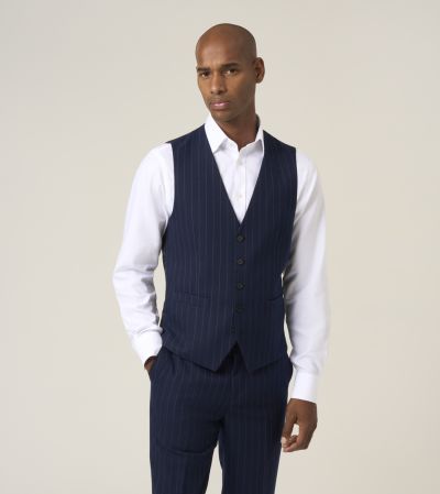 Declan Navy Blue Pinstripe Suit Waistcoat
