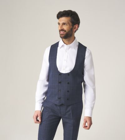 Anello Suit DB Waistcoat Blue Check
