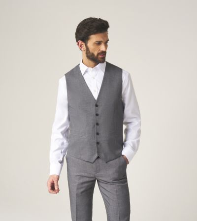 Harcourt SB Waistcoat Silver Grey Tweed Effect