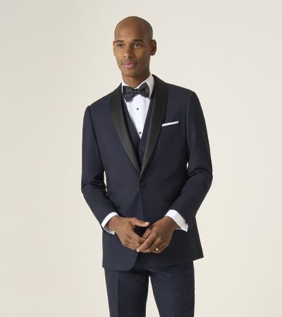 Newman Tailored Dinner Suit Navy Blue Check
