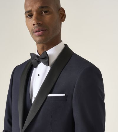 Newman Tailored Dinner Suit Navy Blue Check