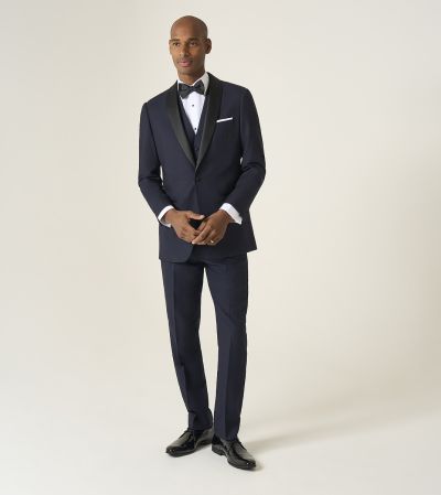 Newman Tailored Dinner Suit Navy Blue Check