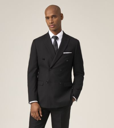 Madrid Slim Suit Double Breasted Black