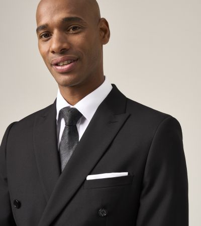 Madrid Slim Suit Double Breasted Black