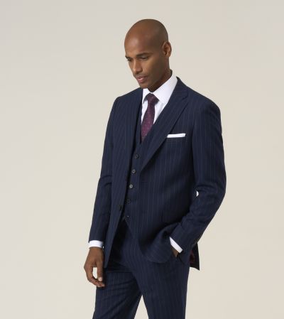 Declan Single Breasted Navy Blue Pinstripe Suit