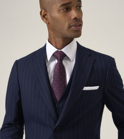 Declan Single Breasted Navy Blue Pinstripe Suit