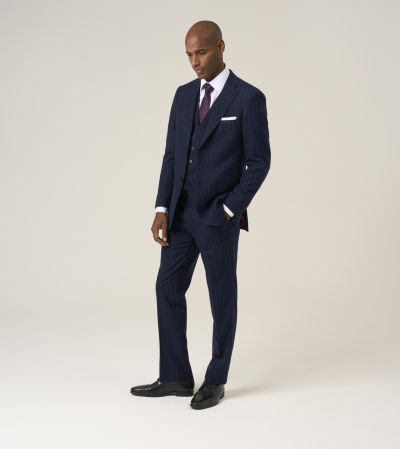 Declan Single Breasted Navy Blue Pinstripe Suit