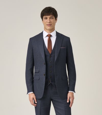 Woolf Tailored Suit Navy Blue Check