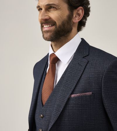 Woolf Tailored Suit Navy Blue Check