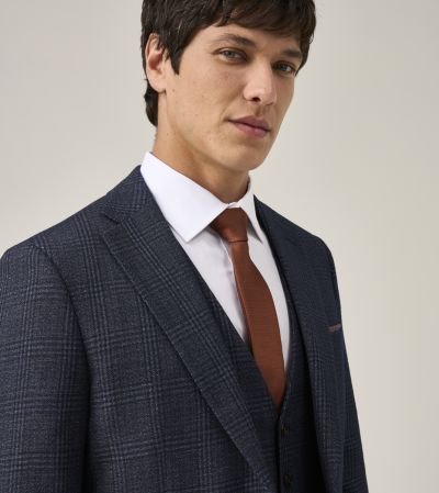 Woolf Tailored Suit Navy Blue Check