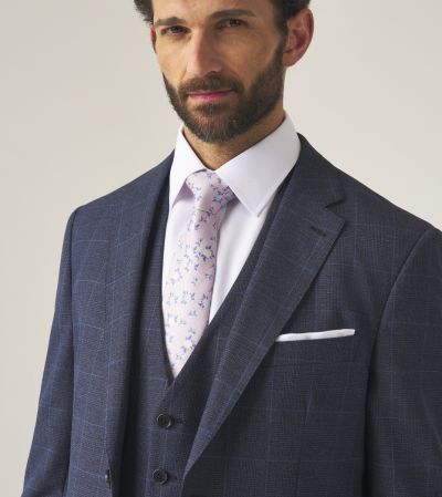 Anello Tailored Suit Jacket Blue Check