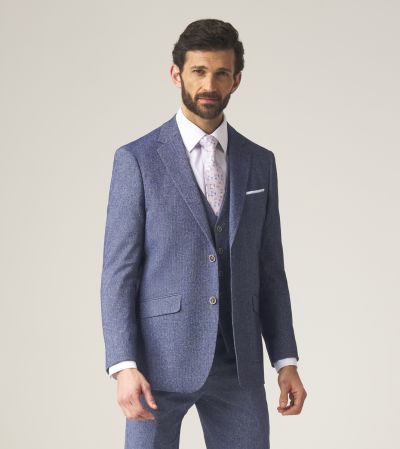 Jude Tailored Suit Blue Tweed Herringbone
