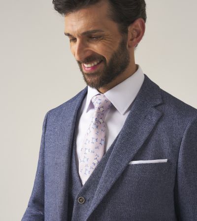 Jude Suit Tailored Trousers Blue Tweed Herringbone