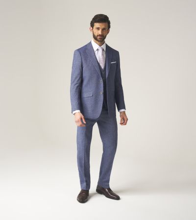Jude Tailored Suit Blue Tweed Herringbone