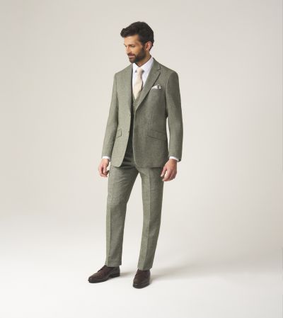 Jude Tailored Suit Sage Green Tweed Herringbone