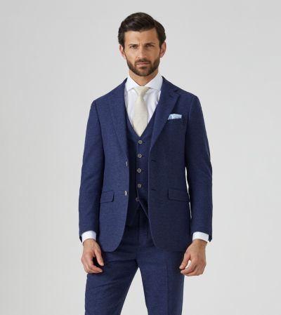 Jude Tailored Suit Navy Blue Tweed Herringbone