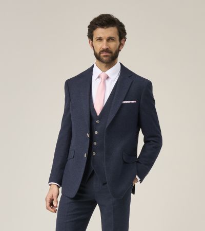 Jude Tailored Suit Navy Blue Tweed Herringbone