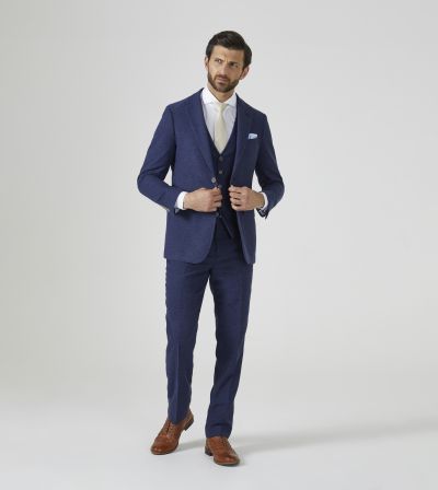 Jude Tailored Suit Navy Blue Tweed Herringbone