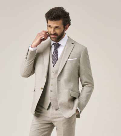 Jude Tailored Suit Stone Grey Tweed Herringbone