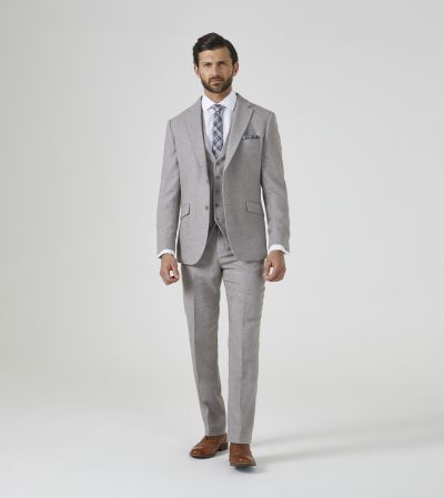 Jude Tailored Suit Stone Grey Tweed Herringbone