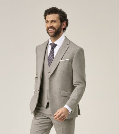 Jude Tailored Suit Stone Grey Tweed Herringbone