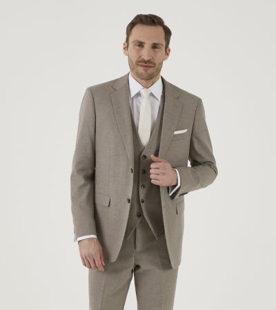 Jodrell Suit Tailored Jacket Stone Beige Marl Tweed Effect
