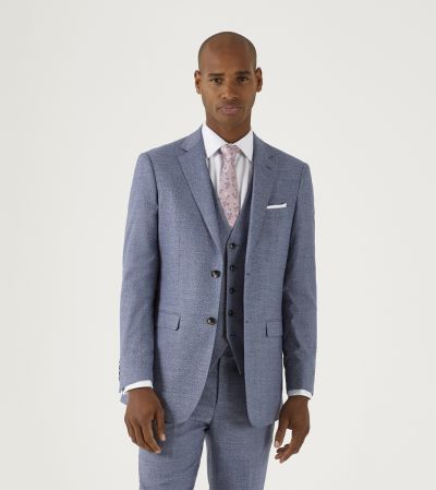 Jodrell Tailored Suit Blue Marl Tweed Effect