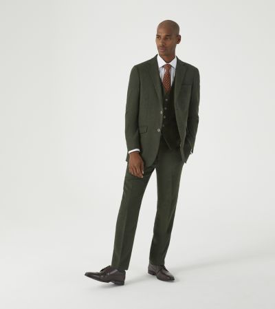 Jude Tailored Suit Olive Green Tweed Herringbone