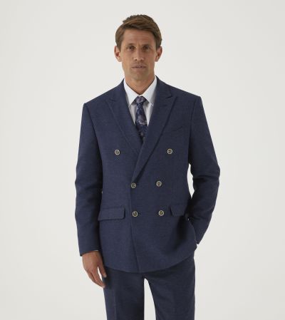 Jude Tailored DB Suit Navy Blue Tweed Herringbone
